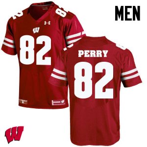 Men's Wisconsin Badgers NCAA #82 Emmet Perry Red Authentic Under Armour Stitched College Football Jersey CC31X48EN